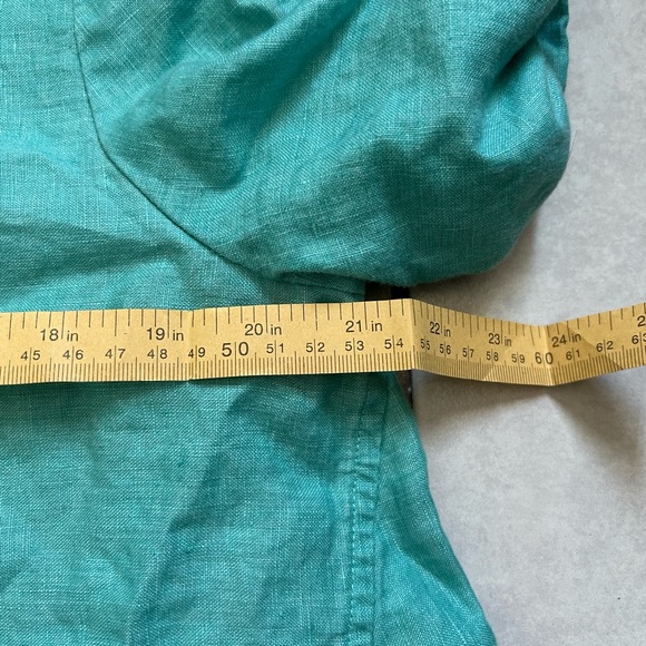 Donna Karan New York Women's Linen Lagenlook Blue Button Up Blouse - Picture 8 of 10